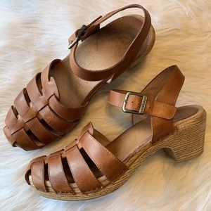 Dansko Milly Fisherman Sandal Clog Brown Leather Size 40 (9.5-10) Spring Shoes!